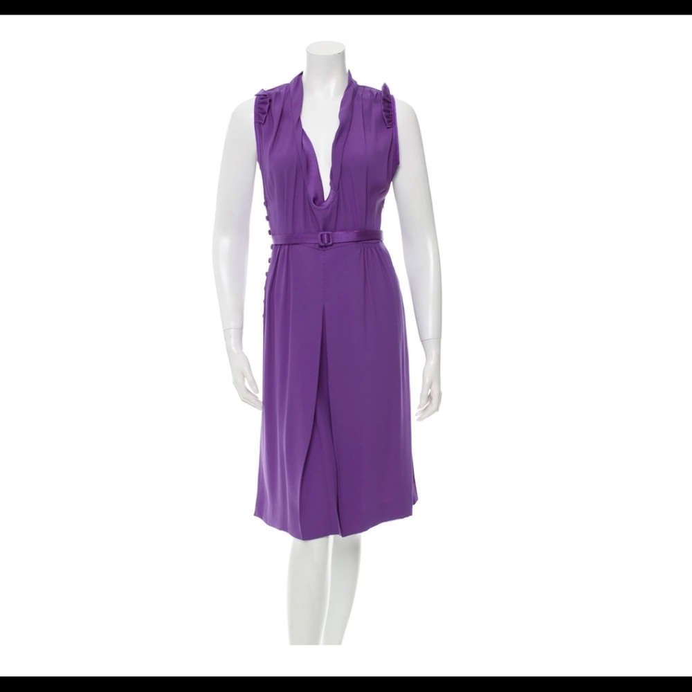 Purple Marc Jacobs Pleated Cap Sleeve Dress